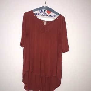 burnt orange high low shirt!